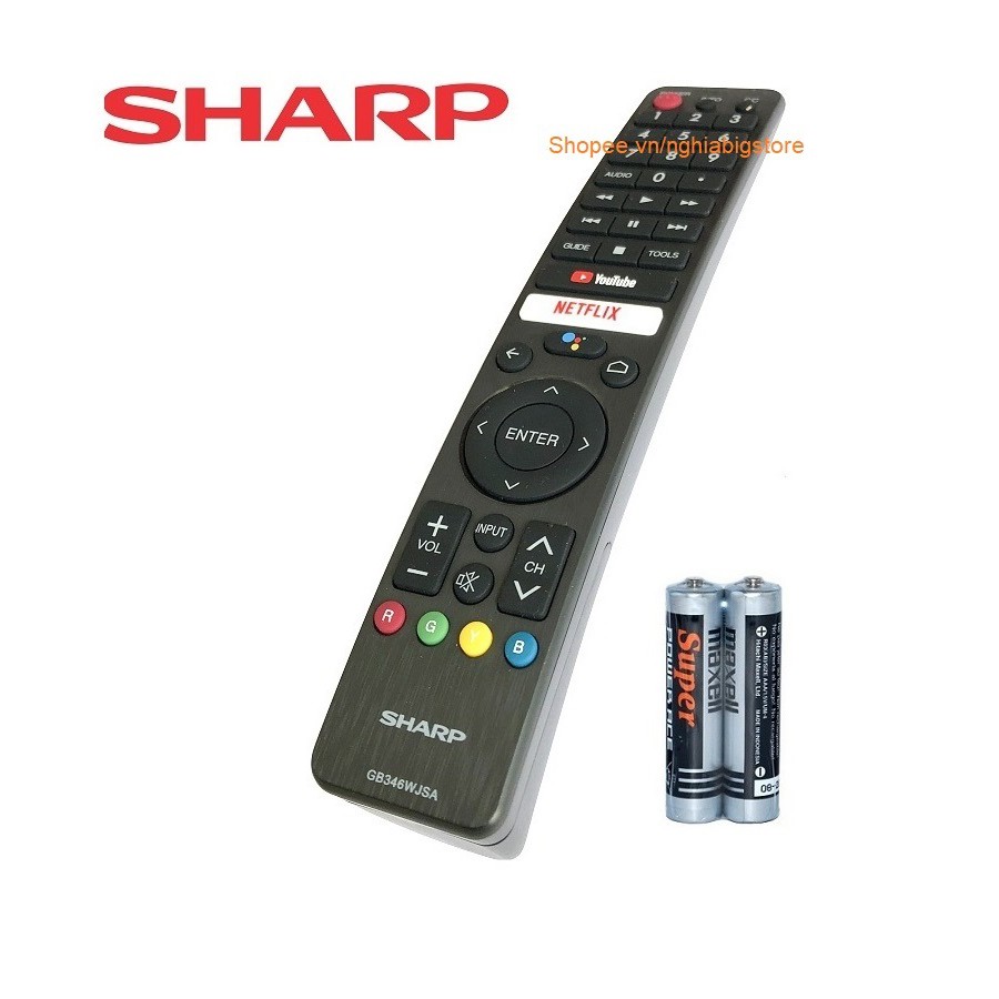 [Chính Hãng] Remote Điều Khiển Giọng Nói TV SHARP - Smart TV, Android Tivi GB346WJSA - NowShip, Grab Tp.HCM