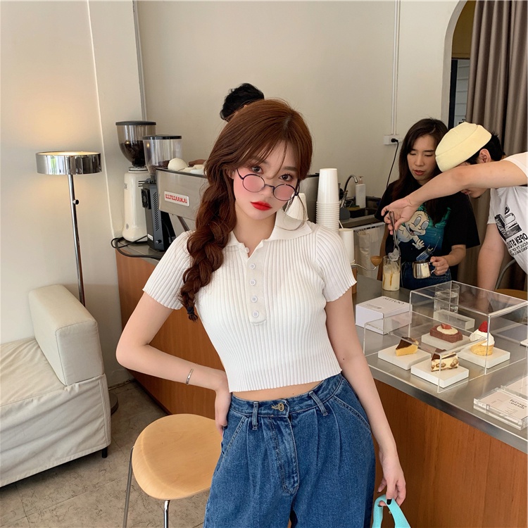 Áo Thun POLO Dệt Kim Tay Ngắn Màu Sắc Đơn Giản Trẻ Trung