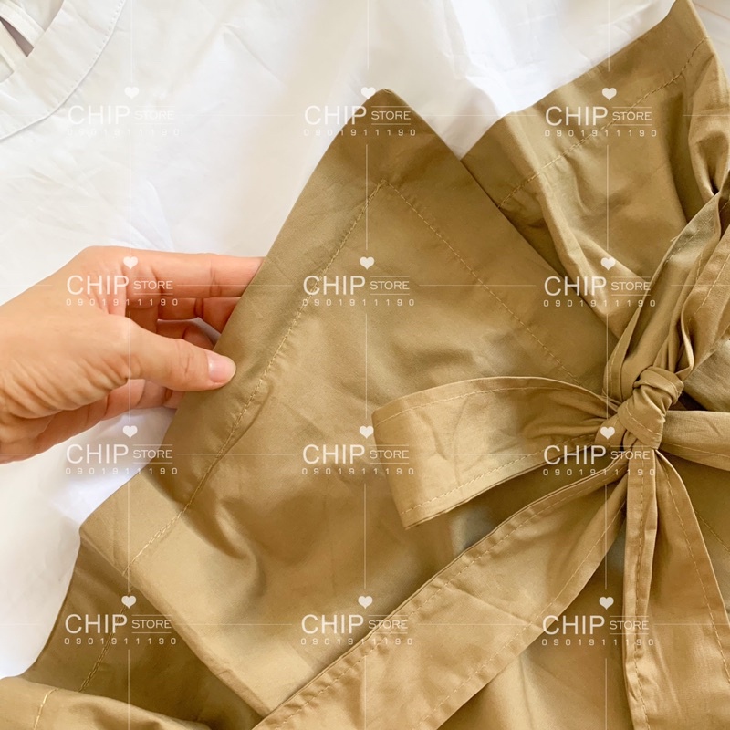 ÁO KIỂU PHỐI KAKI THẮT NƠ KOREA STYLE