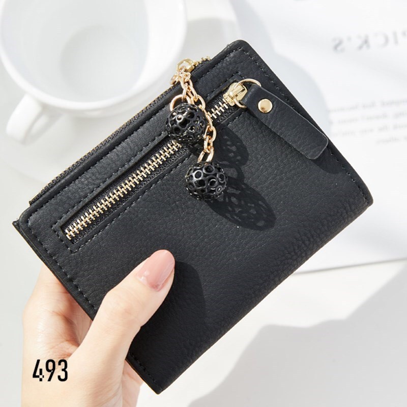 Ví nữ đựng tiền nhiều ngăn 493  khóa bấm chất da retro phong cách thanh lịch