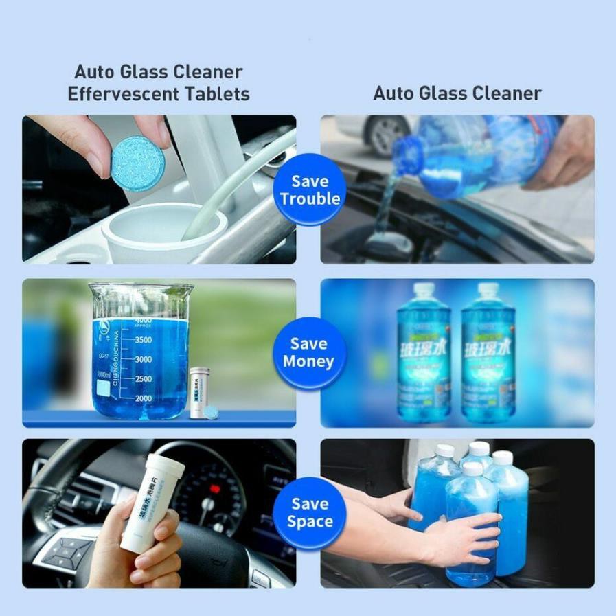 Hộp 12 viên sủi Baseus Auto glass cleaner làm sạch kính dễ dàng hiệu quả tiết kiệm hơn so với nước rửa kính thường