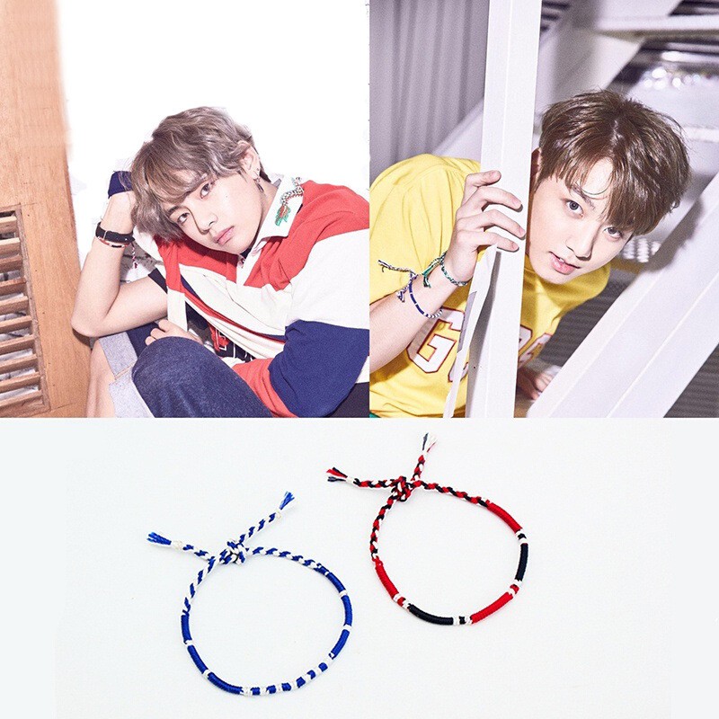 Vòng Tay Dây Xanh Đỏ Giống V & Jungkook