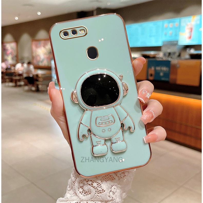 Ốp lưng oppo a5s a12 a7 f9 TPU Mạ điện 3D Phi hành gia có chân đế ốp điện thoại oppo a5s a12 a7 f9