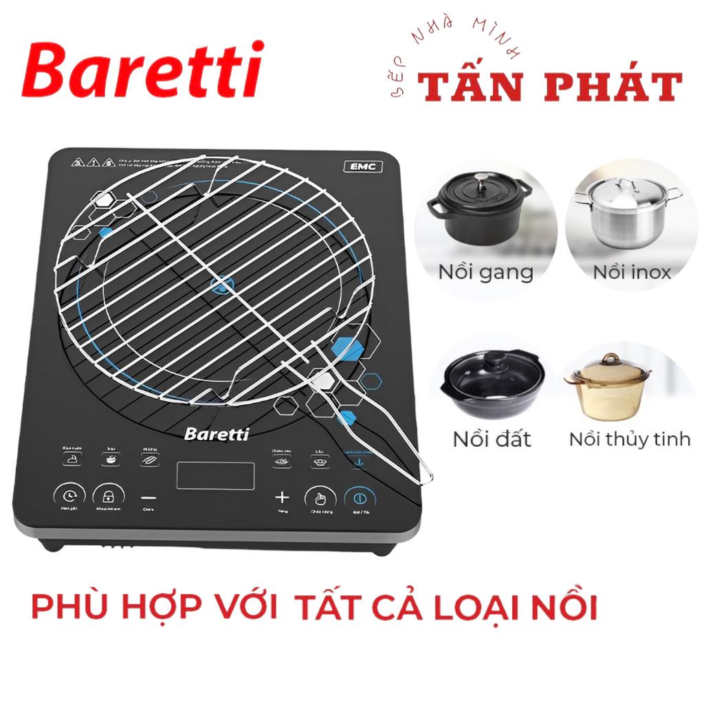 Bếp hồng ngoại cảm ứng Baretti BRD606 2000w không kén nồi - tặng kèm vỉ nướng - bảo hành chính hãng 12 tháng