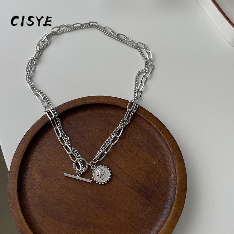 Dây chuyền hai lớp mặt hình đồng xu thời trang