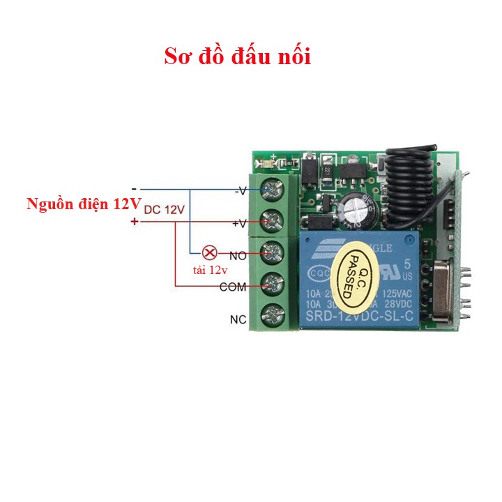 Công Tắc Điều Khiển Từ Xa Rf 433 - 12V/10A Remote Màu Đen