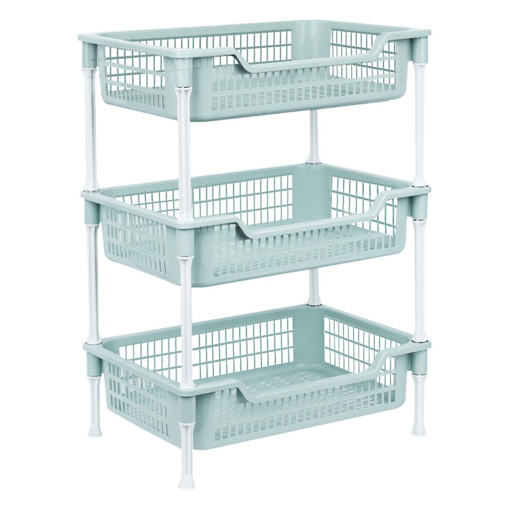 HomeBase API Giá 3 tầng bằng nhựa thân thiện với môi trường Thái Lan W43xH59xD30cm màu xanh lá cây