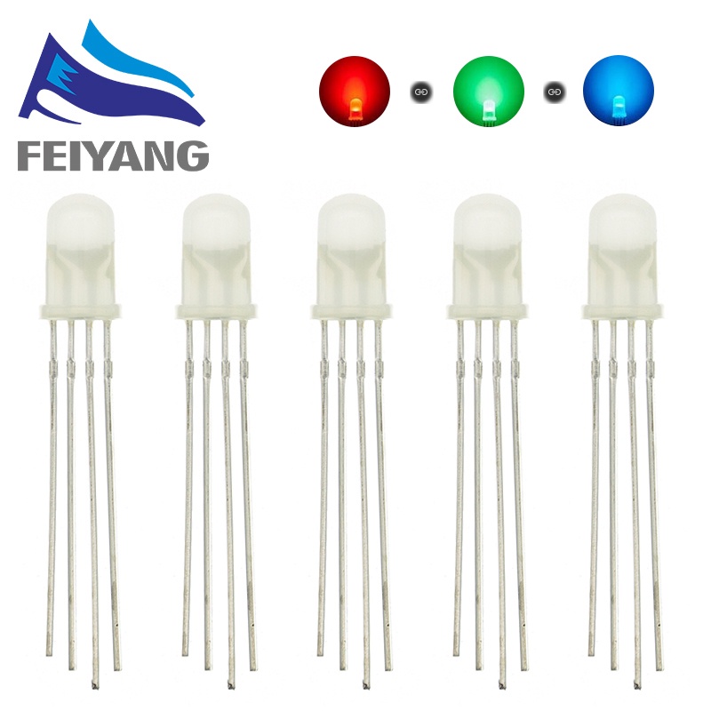 Set 10 Bóng Đèn LED RGB Nhiều Màu Sắc 5mm 3V