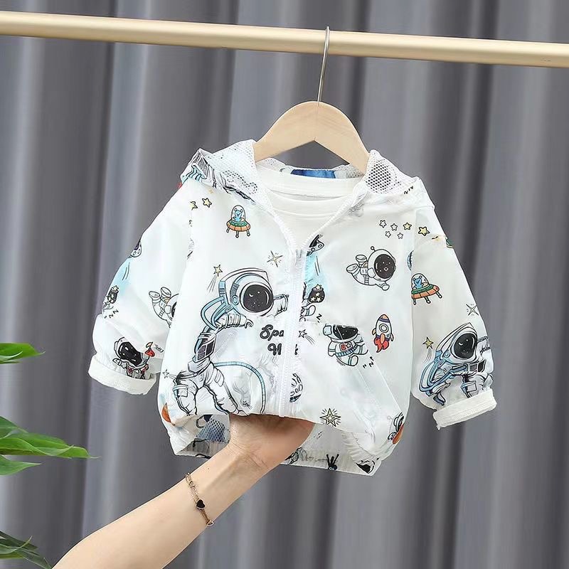 Áo khoác gió lưới chống nắng hoạ tiết Doraemon/Phi hành gia cho bé gái & bé trai  N01226