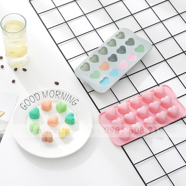 Khuôn silicone 15 Tim giọt nước