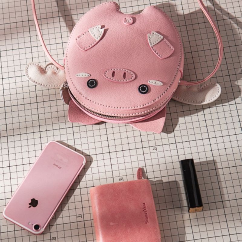 Túi Handmade, Túi Tự Đan Handmade Heo Hồng  Đáng Yêu