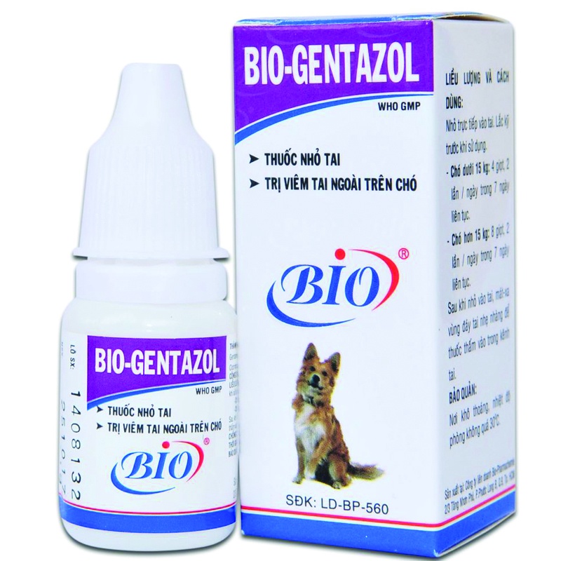 Combo 3 chai thuốc nhỏ tai Bio Gentazol 10ml chuyên trị viêm tai chó mèo- 79204