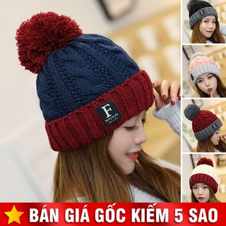 Nón len quả bông f phối 2 màu dày dặn p1498