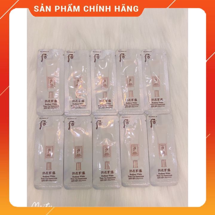 Combo 10 gói kem chống nắng dưỡng trắng whoo Radiant White Tone Up Sunscreen