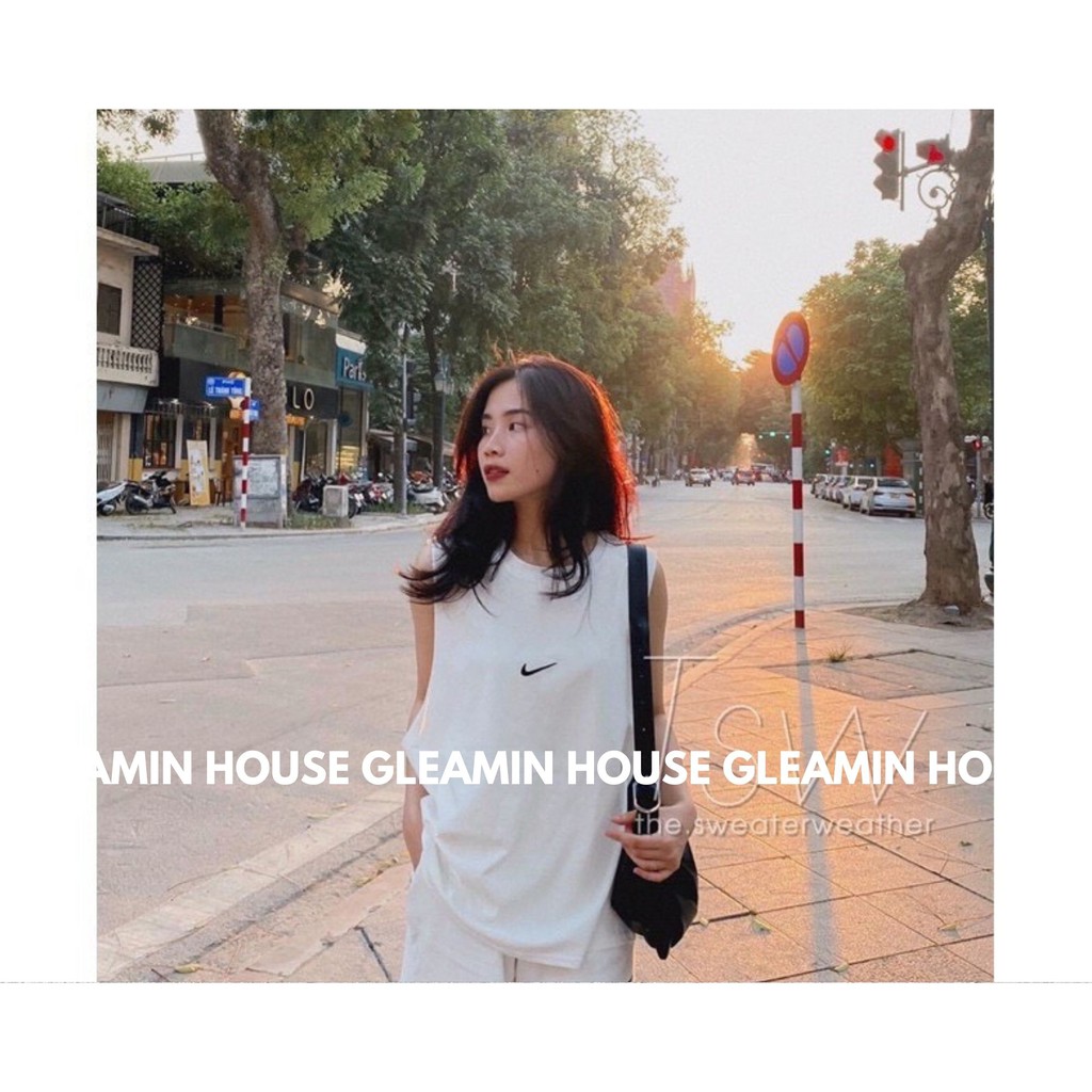 Bộ Quần Áo Thể Thao Nữ 3 Lỗ Set Áo Sát Nách Quần Cọc Logo Ngực 3 Màu ( Ảnh thật)