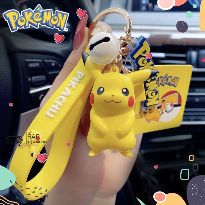 Móc khóa móc túi pokemon 3D chính hãng pikachu psyduck chamander dùng làm quà tặng, phụ kiện dễ thương