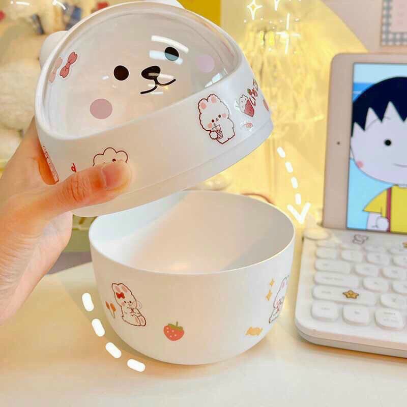 [Tặng kèm Sticker] Thùng Rác Mini Để Bàn Hình Gấu Cute Nhiều Màu Sắc - Ống Đựng Bút, Washi Tabe Tiện Lợi