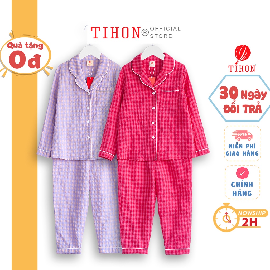 Bộ pijama cho bé gái TIHON chất liệu mềm mại, ấm áp SET0750289