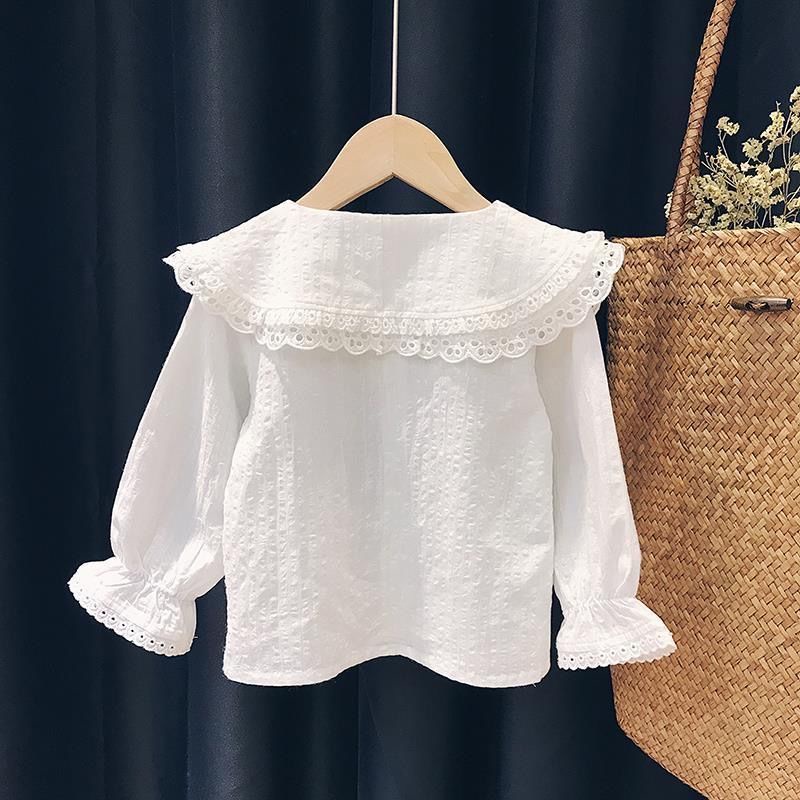 Áo sơ mi trắng vải Cotton kiểu Hàn Quốc thời trang mùa thu cho bé gái