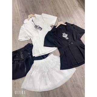 set áo vest xẻ mix chân váy