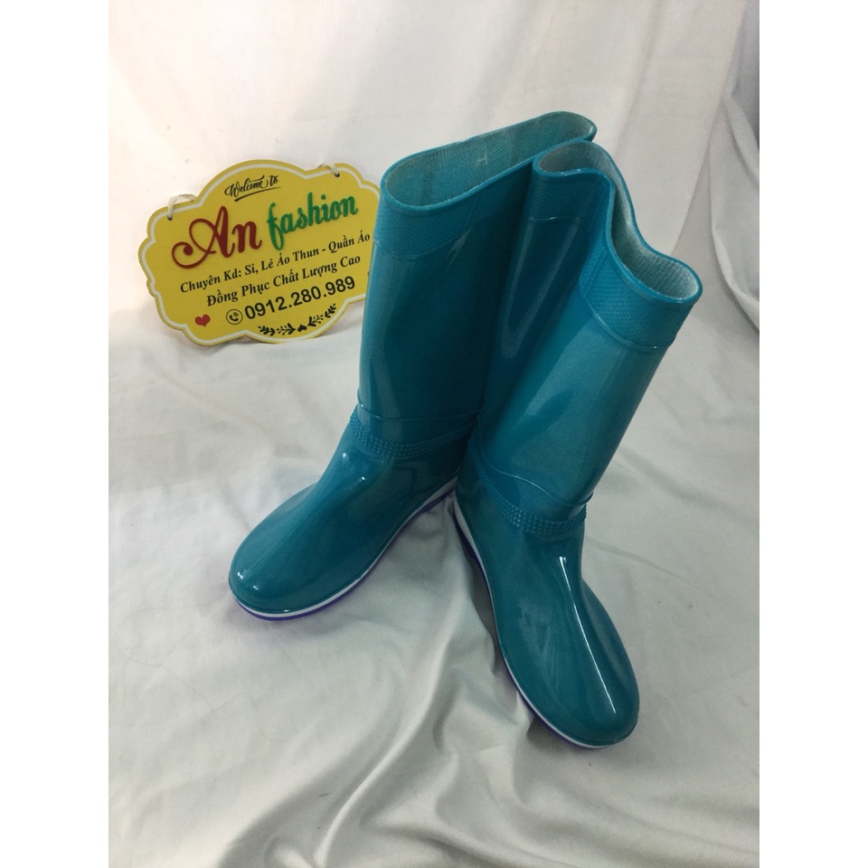 Ủng Cao Su Xanh Đế Vàng Đi Mưa, Làm Vườn, Lao Động _ Hình Chụp Thật