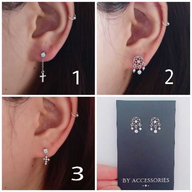 Bông tai đính đá siêu xinh