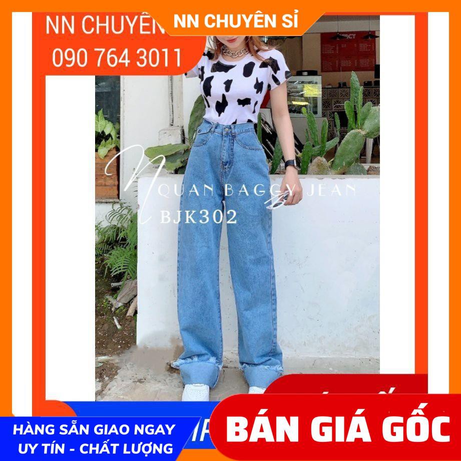 QUẦN BAGGY JEANS ỐNG SUÔNG - BJK302 ⚡100% ẢNH THẬT⚡ BAGGY JEANS NỮ -BAGGY JEAN LƯNG KIỂU