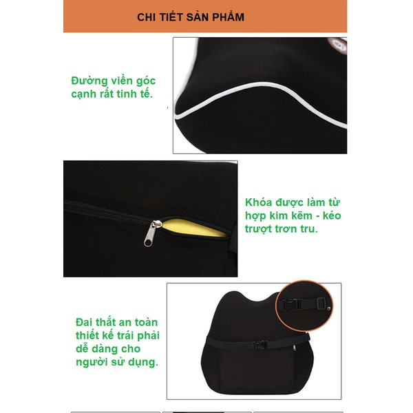 🔥Bộ 02 gội tựa lưng trên xe hơi, văn phòng chất liệu cao su non hoạt tính cao cấp🔥 đen viền đỏ