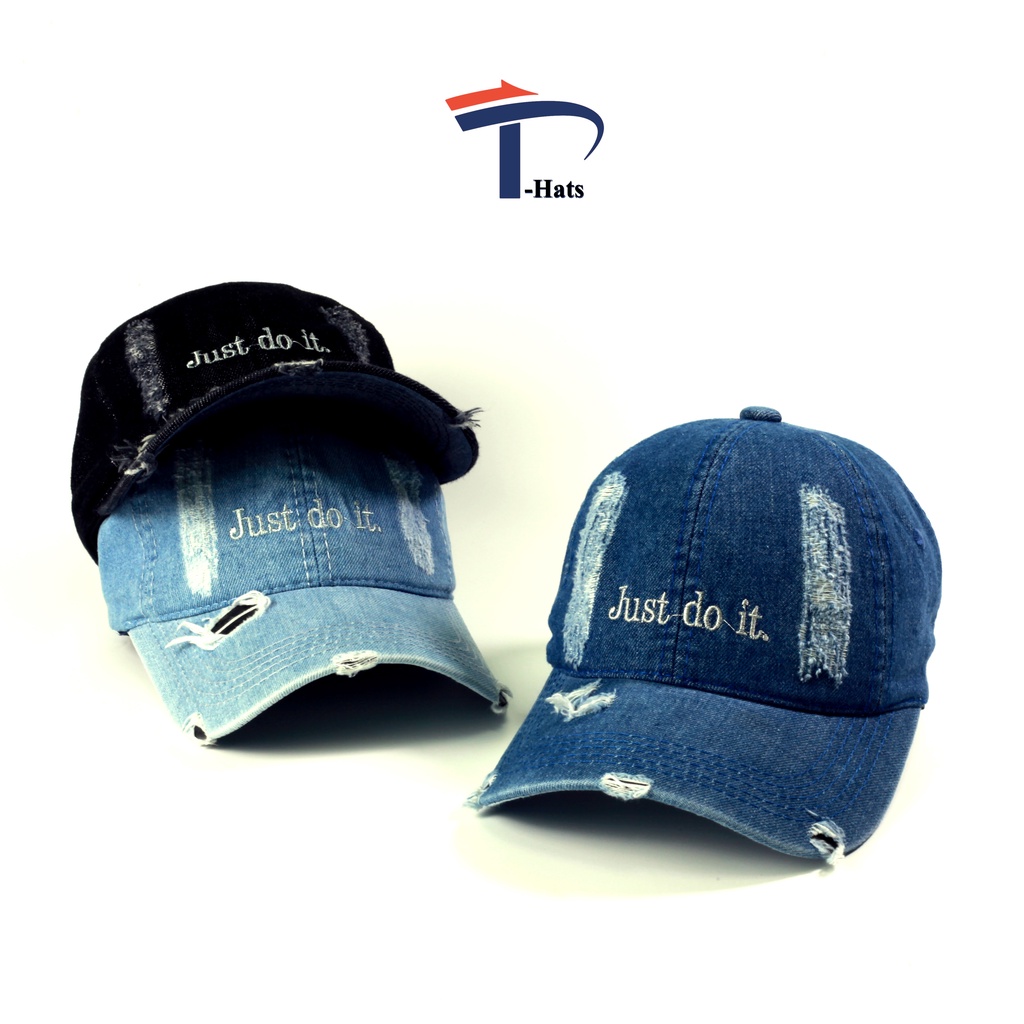 Mũ lưỡi trai nam nữ, Nón jean rách thêu chữ Just do it thời trang cao cấp chính hãng