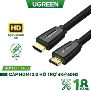 Cáp hdmi 2.0 dài 1m cao cấp hỗ trợ 3d và 4k ugreen 40408