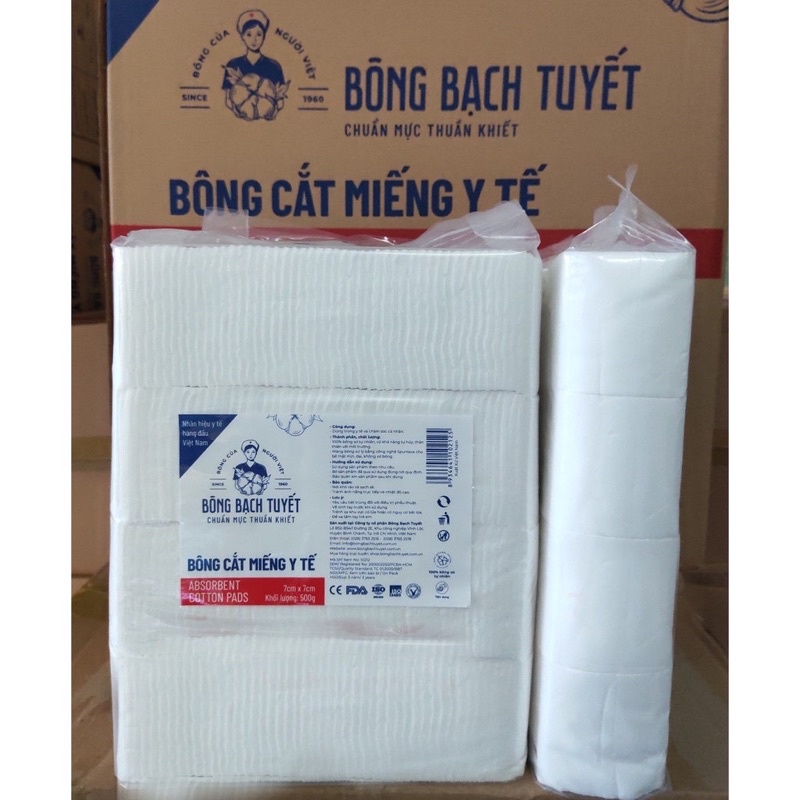 Bông Bạch Tuyết Vuông 7x7cm Bông Y Tế Cắt Sẵn DCPX