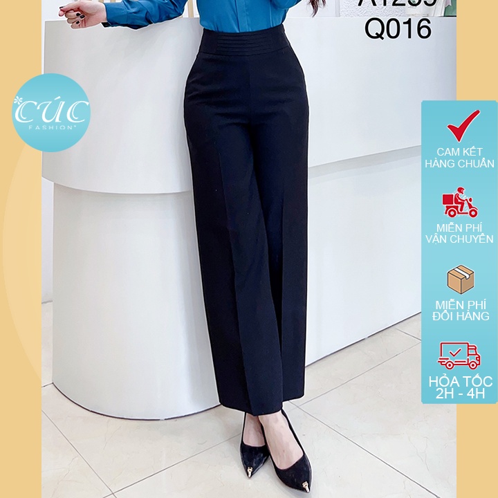 Quần ống suông Cúc Fashion baggy nữ vải lưng cạp cao dài đen đi học nhiều màu quần baggy cap 1 cúc Q120