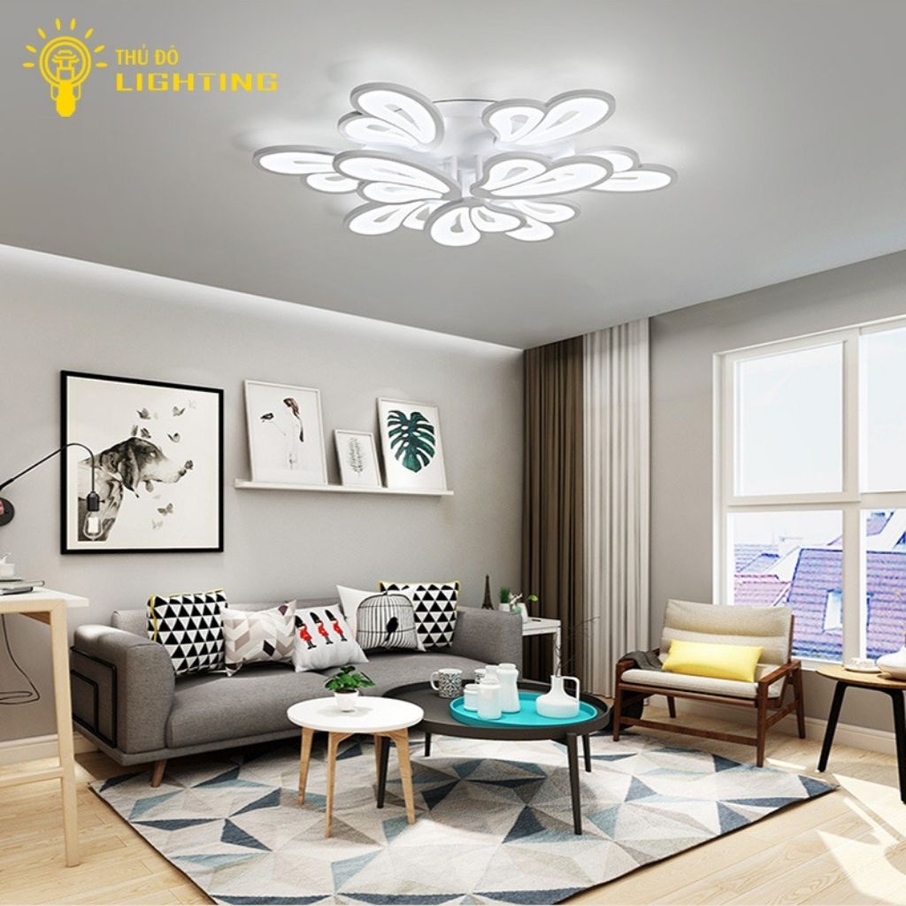 Đèn Ốp Trần Phòng Khách Hồ Điệp THỦ ĐÔ LIGHTING 3 Chế Độ Ánh Sáng Thiết Kế 9 Cánh Tinh Tế, Sang Trọng 2035/9