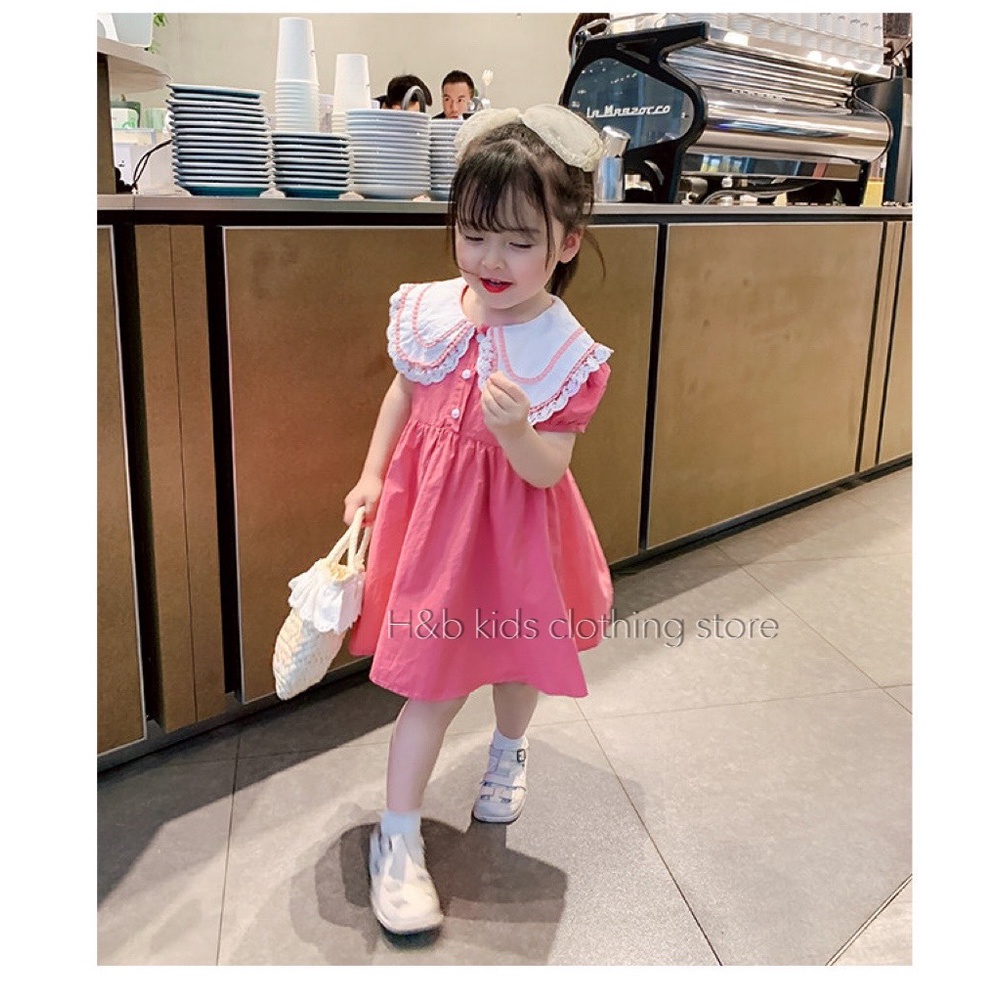 đầm bé gái mùa hè cộc tay cực dễ thương, váy bé gái mùa hè thiết kế cố sen, tùng váy xòe rộng đáng yêu.