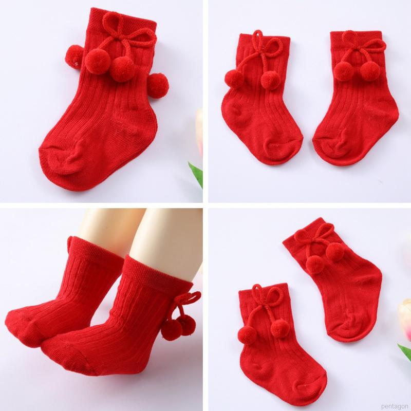 Vớ cotton dệt kim màu trơn đính nơ dễ thương cho bé sơ sinh chất lượng cao