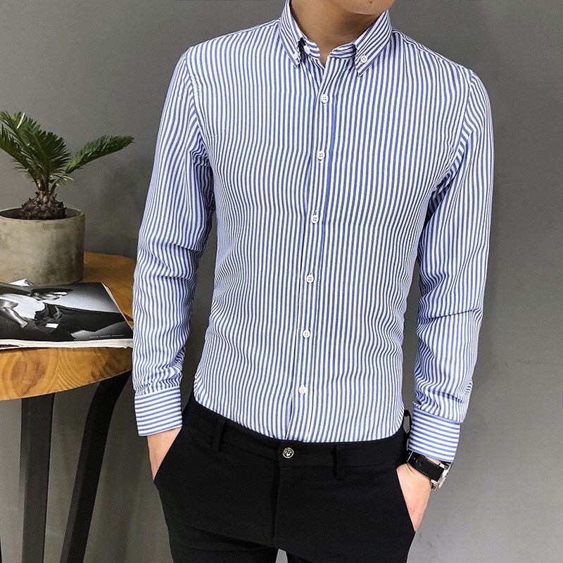 Aó sơ mi kẻ sọc công sở cao cấp lịch lãm phong cách Hàn Quốc