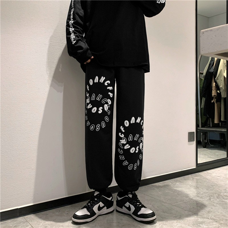 Quần Ống Rộng Nam Nữ Unisex - Kiểu Dáng Thể Thao Ulzzang - Dây Rút Ở Gấu Quần - 3 Màu Đen Trắng Xám BỎ SỈ