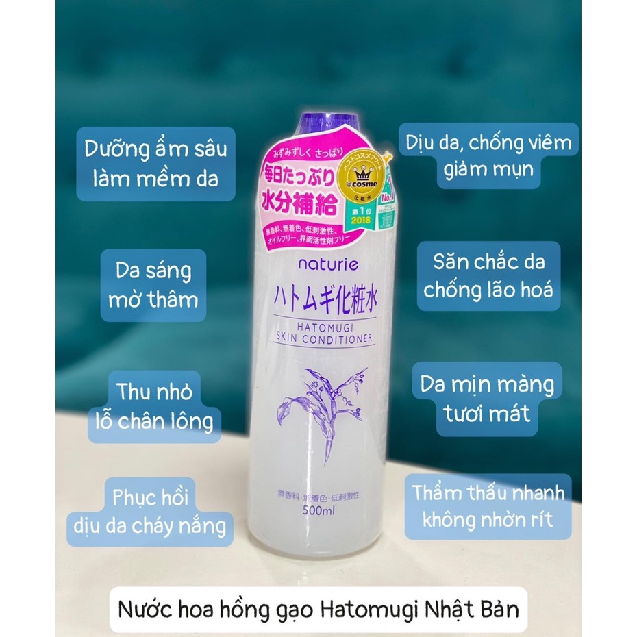 Nước hoa hồng ý dĩ Naturie Hatomugi Nhật 500ml