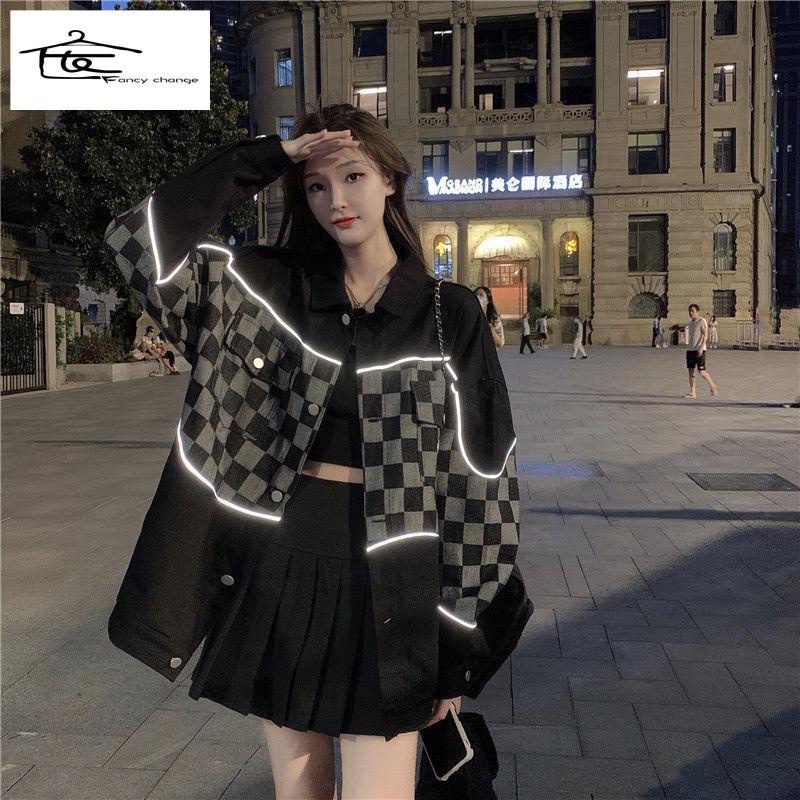 Áo Khoác Denim Dáng Rộng Plus Size Thời Trang Xuân Thu Cho Nữ