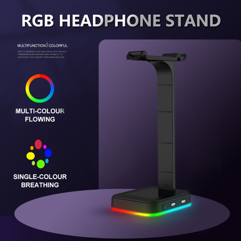 Giá Đỡ Tai Nghe RGB Nhiều Màu Kèm 2 Cổng Sạc USB Tiện Dụng