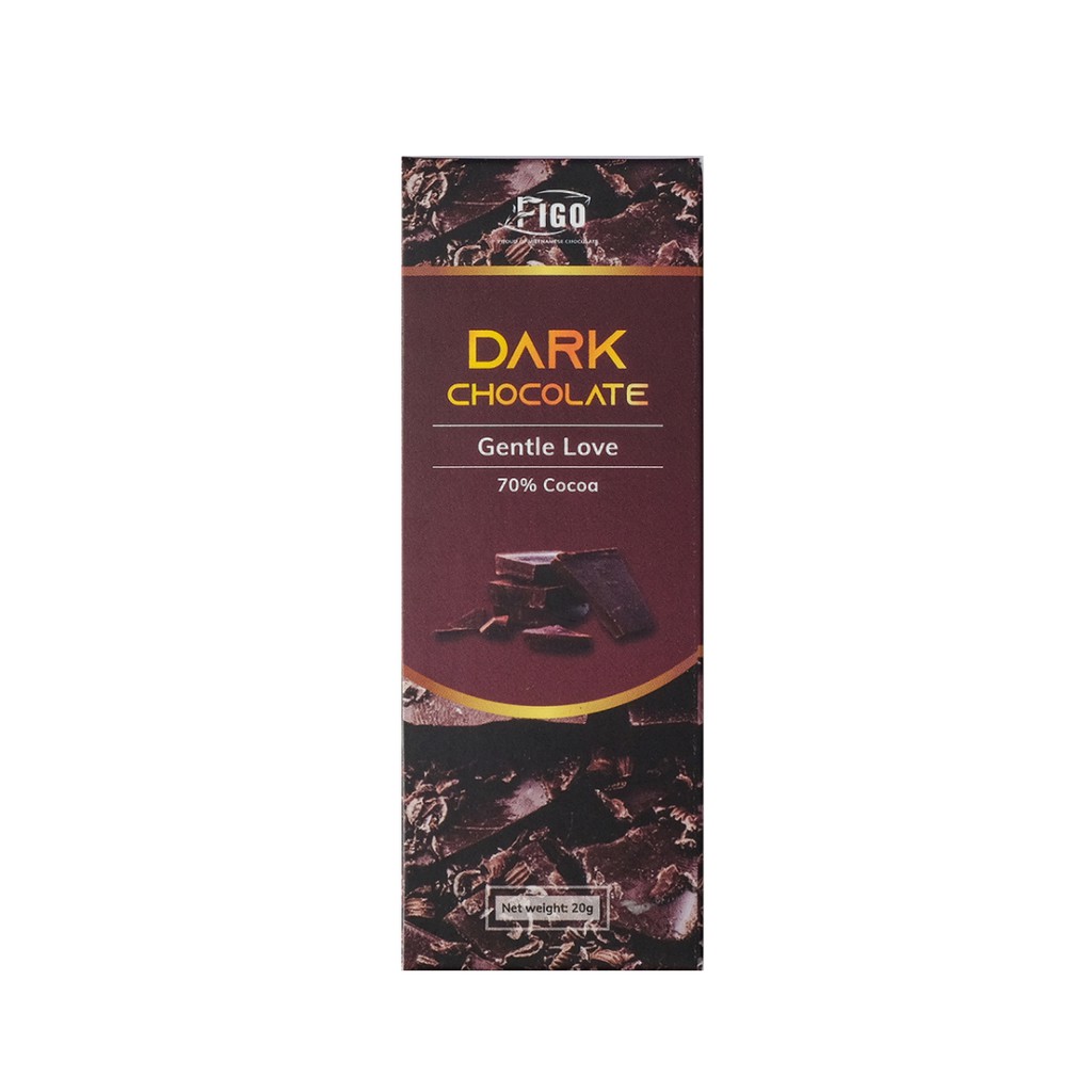 [CHÍNH HÃNG] Kẹo socola đen đắng 70% cacao ít đường 20g Figo, vị đắng vừa dễ ăn