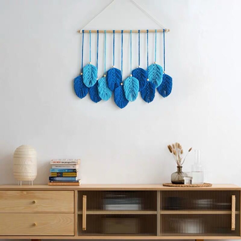 Thảm trang trí thủ công, dây bông dệt trang trí treo tường, treo tường, trang trí lông vũ màu, hiên tai, phòng khách tườ