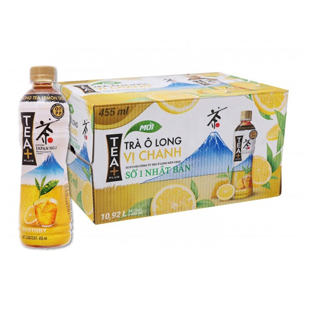 [Mã GROSALEHOT giảm 8% đơn 250K] Thùng 24 chai trà Ô Long Tea Plus vị chanh 455ml