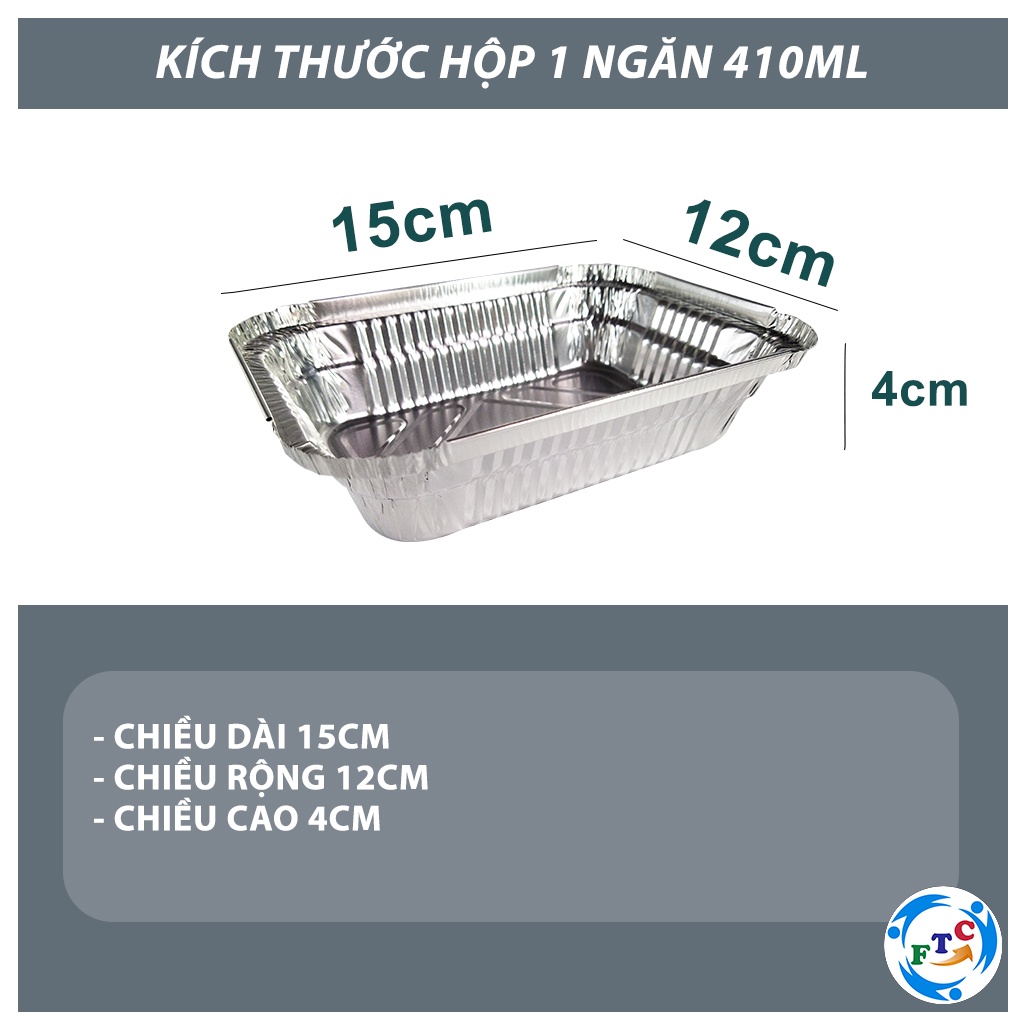 "CAO CẤP" HỘP NHÔM (KHAY GIẤY BẠC CÓ NẮP) - CHỨNG NHẬN VS ATTP - ĐỰNG THỰC PHẨM DÙNG 1 LẦN 1 NGĂN 410ML