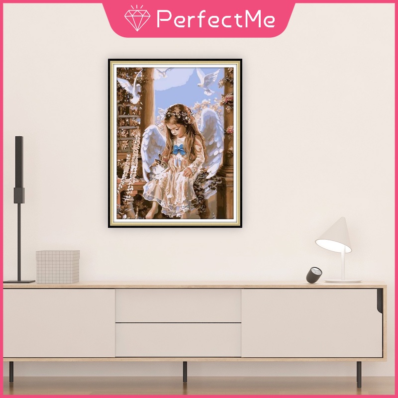 Bộ Tranh Đính Đá 5D Tự Làm Hình Thiên Thần Nhỏ 30×40cm Trang Trí Nhà Cửa