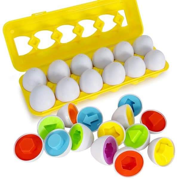Đồ chơi giáo dục sớm trứng ghép đôi hình học cho bé từ 2 3 4 tuổi, làm quen hình khối, màu sắc