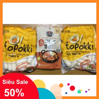 (COMBO) BÁNH GẠO NHÂN PHÔ MAI HÀN QUỐC TOPOKKI 1KG + 150GR SỐT ỚT NẤU TOKBOKKI HÃNG BEKSUL