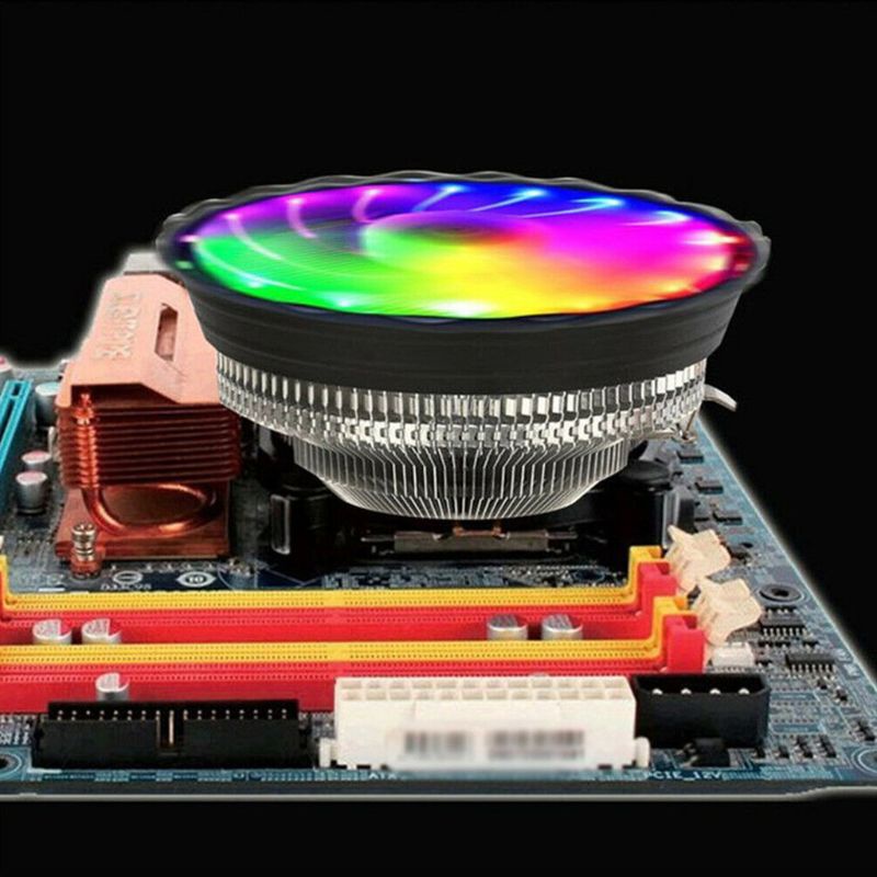 R* RGB LED Colorful Light Heatsink Fan Silent CPU Cooler Cooling Fan for LGA 775/1155/1156 AM2/AM3 Computer