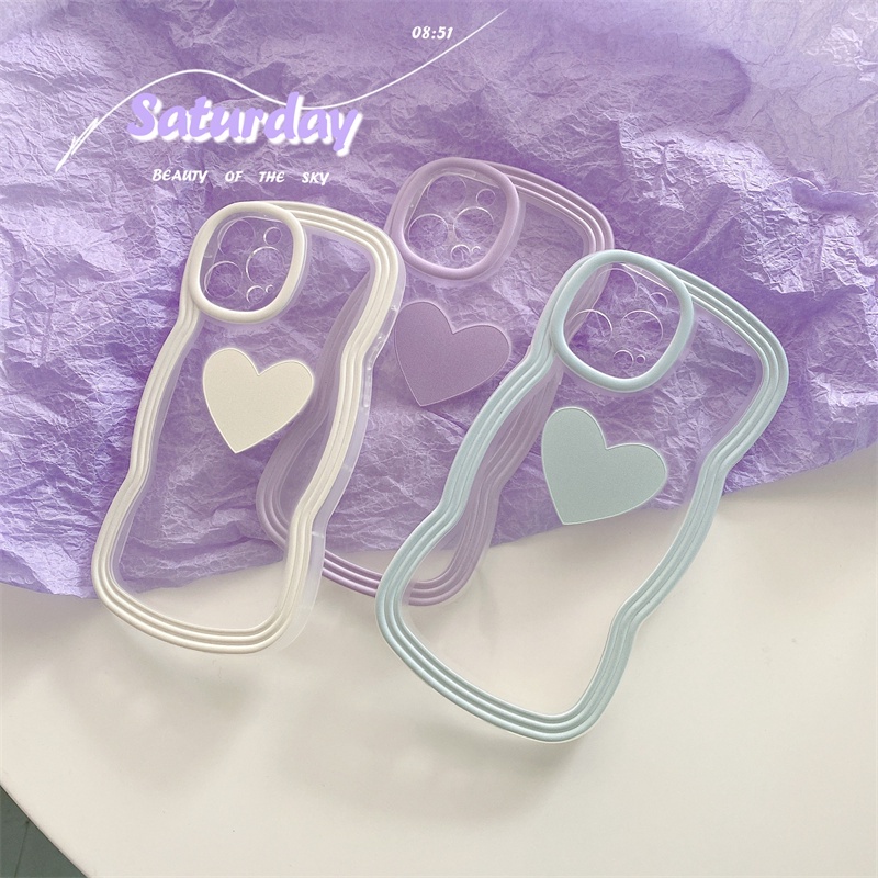 Ốp Điện Thoại Silicon Mềm Họa Tiết Gợn Sóng Và Trái Tim Ba Màu Chống Thấm Nước Cho iPhone 13 13 Pro Max 12 12Pro 12ProMax 1111ProMax X