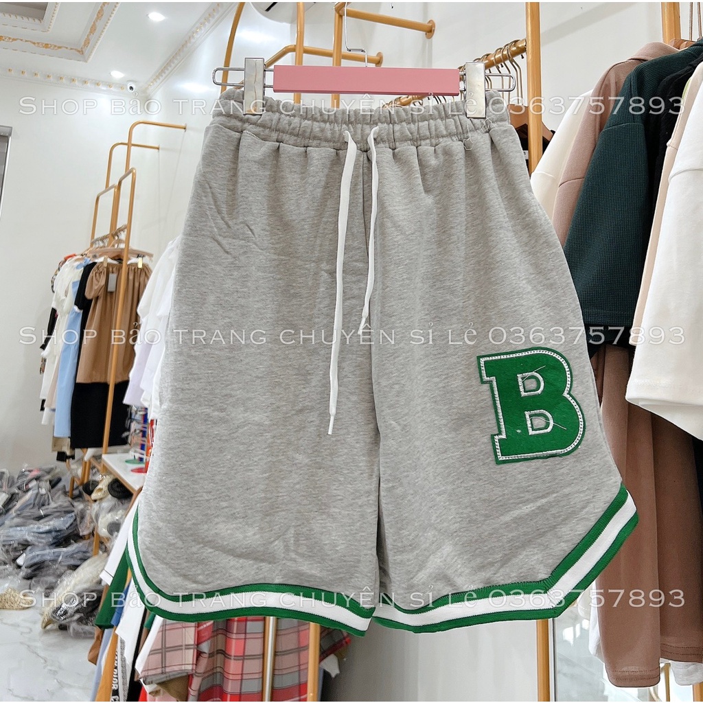 Quần Short Nỉ Viền Chữ B Chất Siêu Đẹp Dày Form Unisex Nam Nữ Kiểu Dáng Cá Tinh Năng Động Hàn Quốc Basic